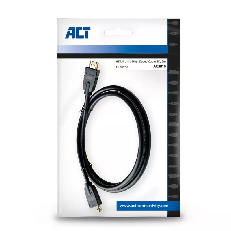 ACT 2 metru HDMI 8K Ultra High Speed kabelis v2.1 HDMI-A vīrišķais - HDMI-A vīrišķais