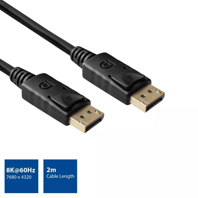 ACT 2 m DisplayPort 1.4 8K savienojuma kabelis vīrietis–vīrietis