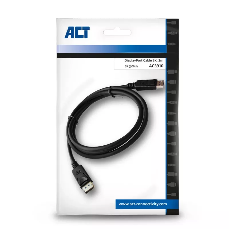 ACT 2 m DisplayPort 1.4 8K savienojuma kabelis vīrietis–vīrietis