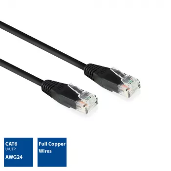 ACT Black 2.0 metru U/UTP CAT6 savienojuma kabelis ar RJ45 savienotājiem
