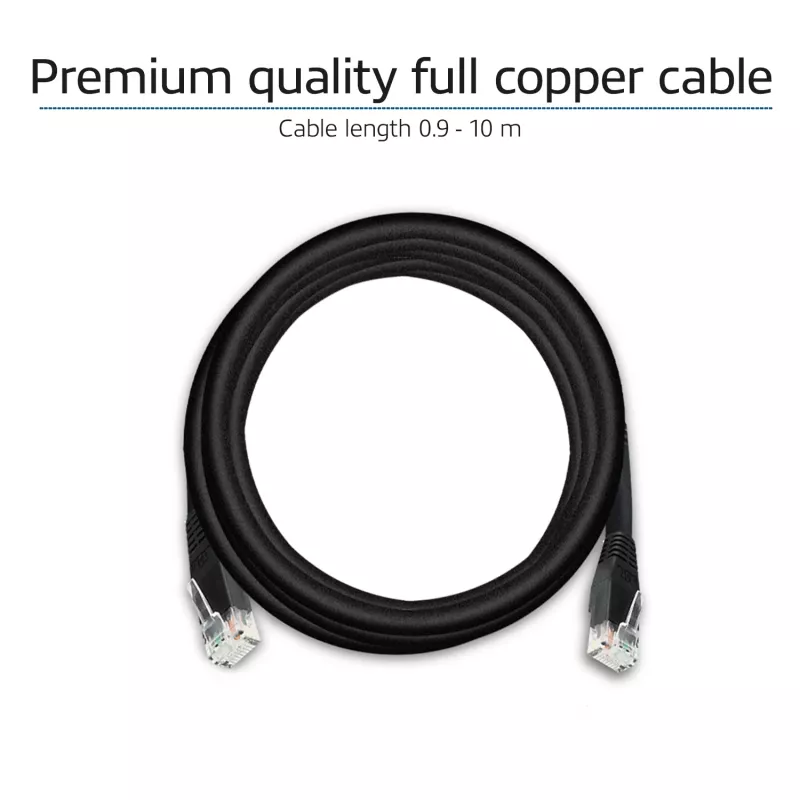 ACT Black 2.0 metru U/UTP CAT6 savienojuma kabelis ar RJ45 savienotājiem