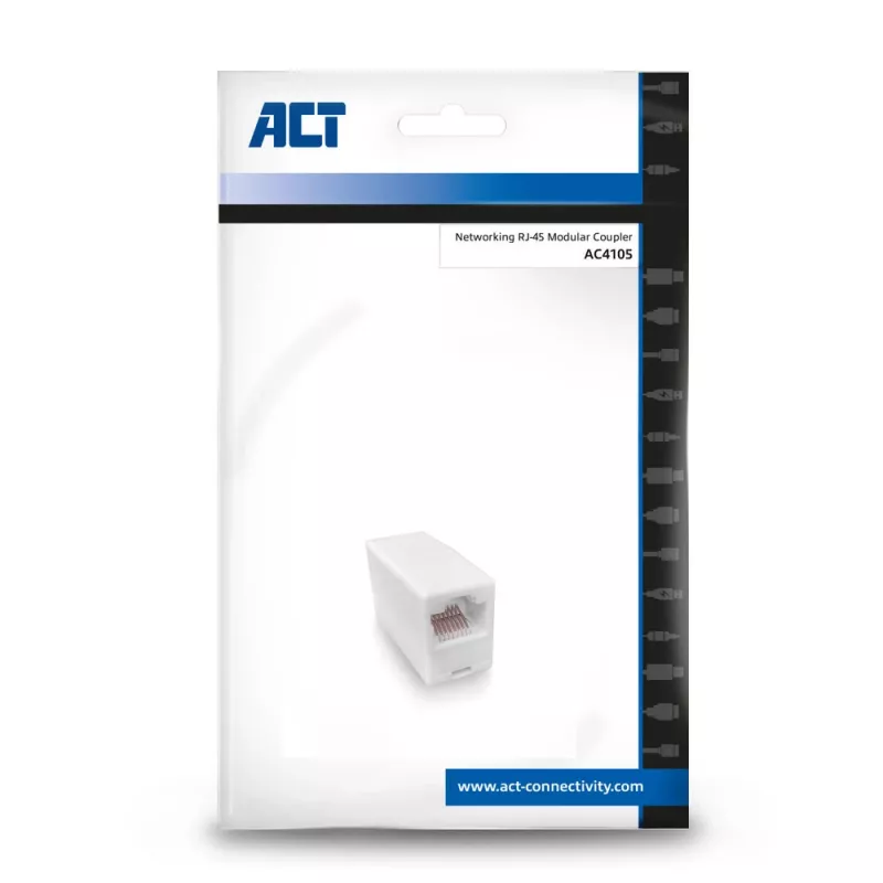 Modulārais savienotājs RJ-45 ACT AC4105 Balts Savienotājs 1 RJ-45 Savienotājs 2 RJ-45