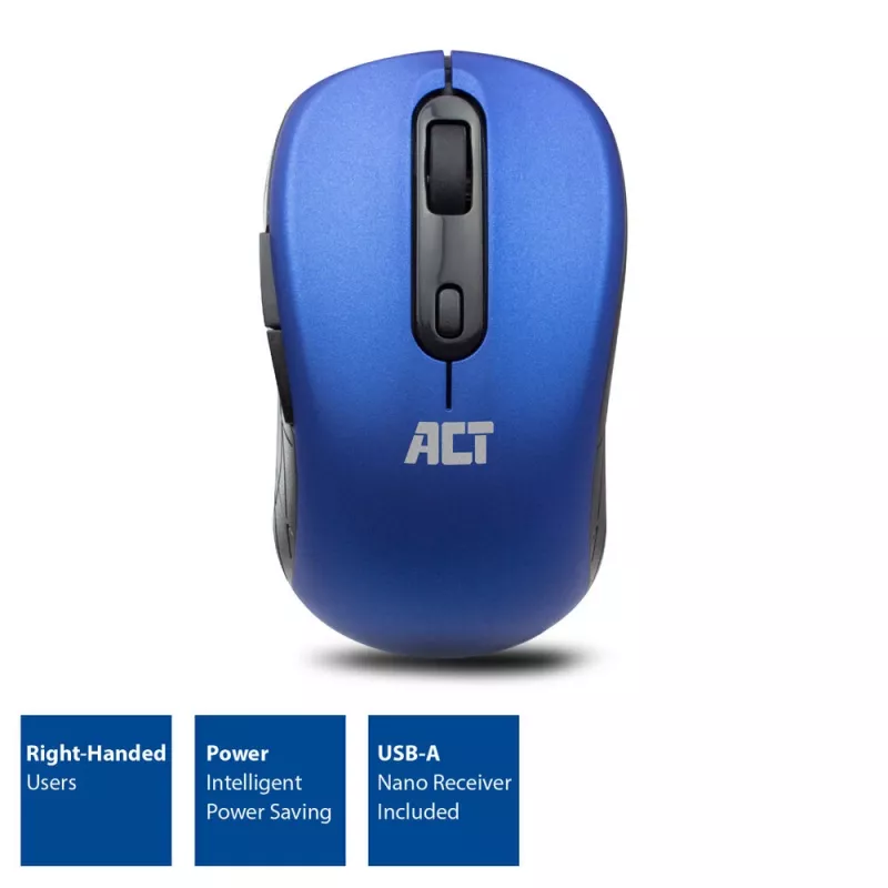 ACT bezvadu pele 1600 DPI labās rokas optiskā RF bezvadu zilā
