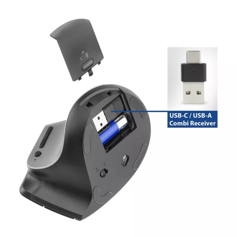 ACT bezvadu ergonomiskā pele ar Bluetooth un USB-C/USB-A
