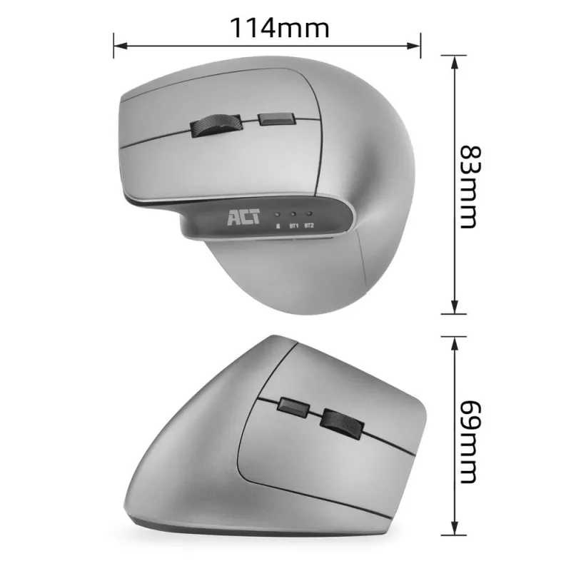 ACT bezvadu ergonomiskā pele ar Bluetooth un USB-C/USB-A