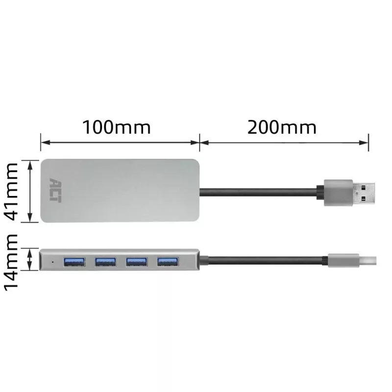 USB centrmezgls ACT AC6121 Type-A 5000 Mbit/s Aluminium