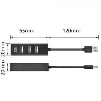 USB centrmezgls ACT AC6205 2.0 480 Mbit/s Melns 0.12m