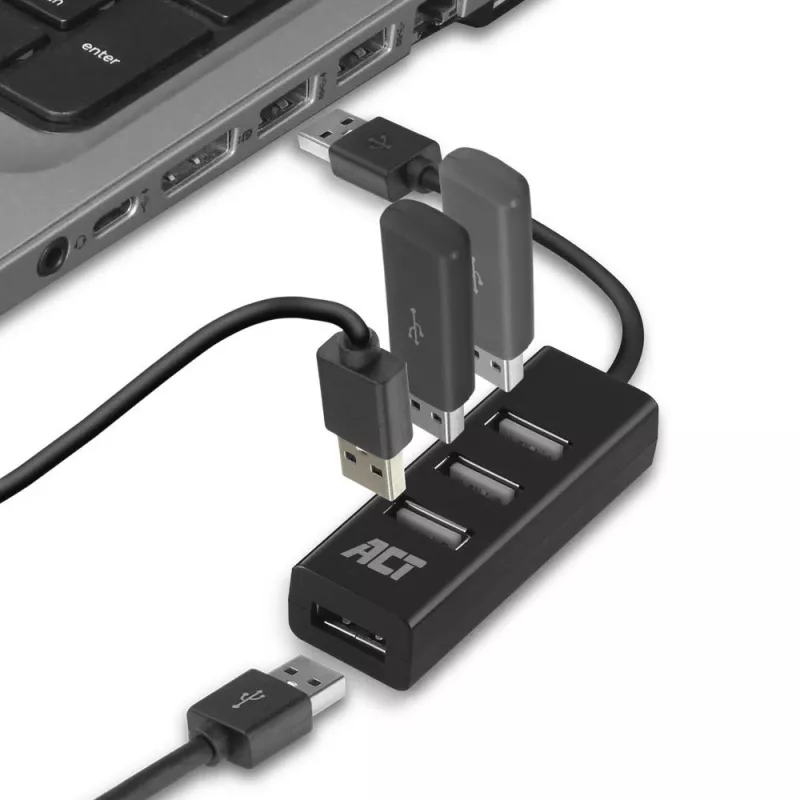 USB centrmezgls ACT AC6205 2.0 480 Mbit/s Melns 0.12m