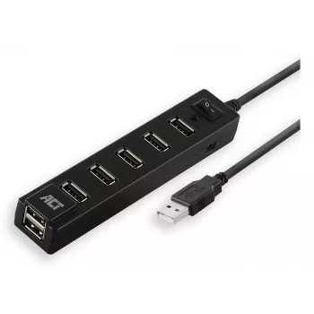 USB centrmezgls ACT AC6215 480 Mbit/s Melns