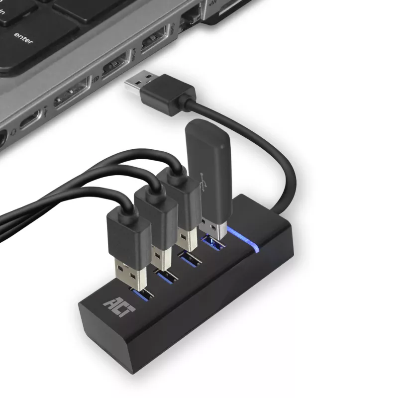 ACT AC6300 USB 3.2 Gen 1 centrmezgls Type-A 5000 Mbit/s Melns