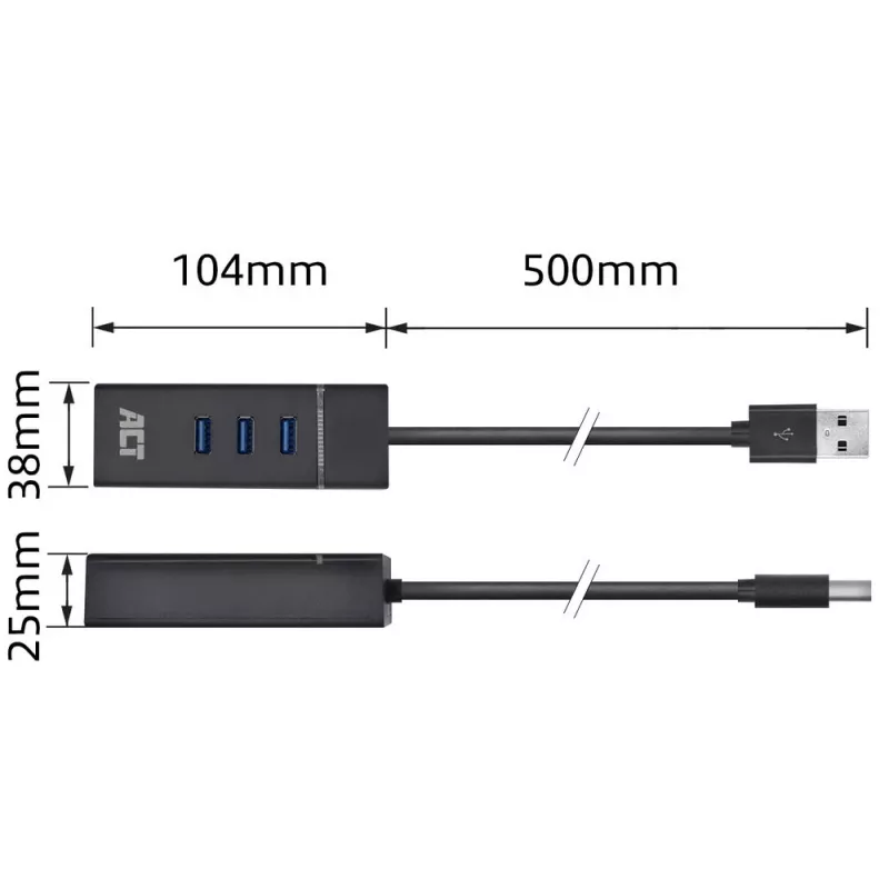 Dokstacija ACT AC6310 USB 3.2 Gen 1 vadu melna Ethernet