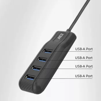 ACT AC6320 interfeisa centrmezgls USB 3.2 Gen 1 (3.1 Gen 1) Type-A 5000 Mbit/s Melns