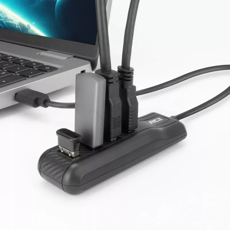 ACT AC6320 interfeisa centrmezgls USB 3.2 Gen 1 (3.1 Gen 1) Type-A 5000 Mbit/s Melns