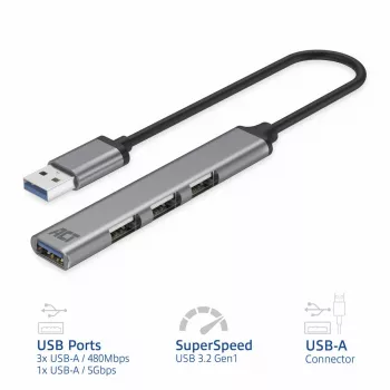 ACT AC6325 USB 3.2 Gen 1 Type-A centrmezgls 5000 Mbit/s pelēks