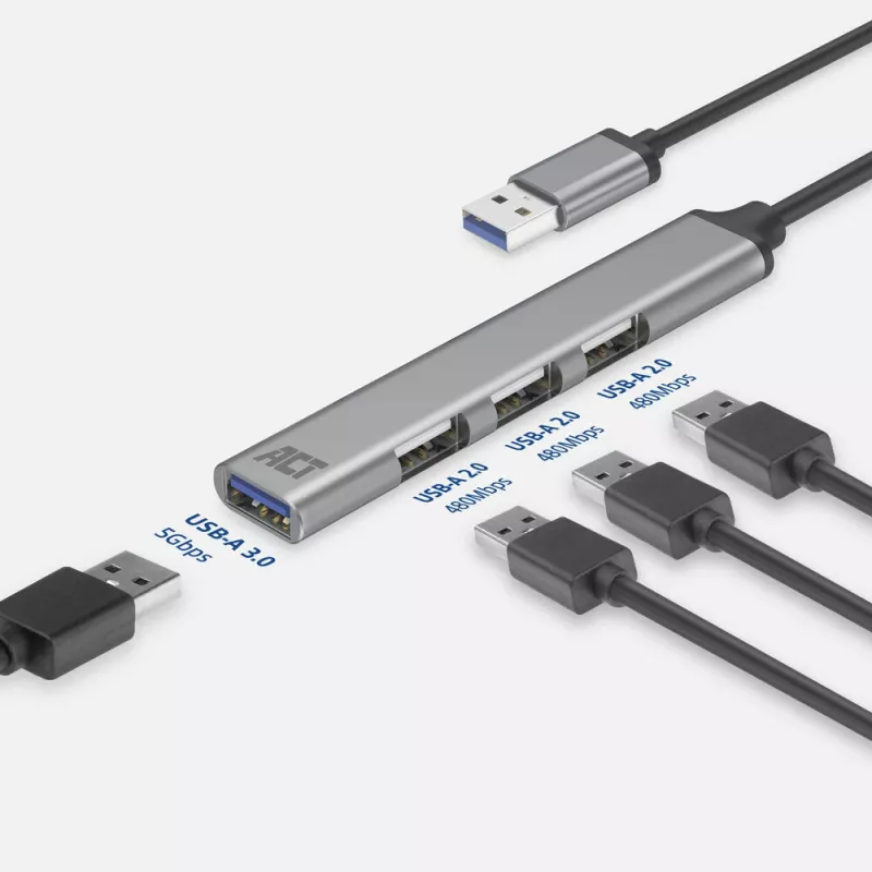 ACT AC6325 USB 3.2 Gen 1 Type-A centrmezgls 5000 Mbit/s pelēks