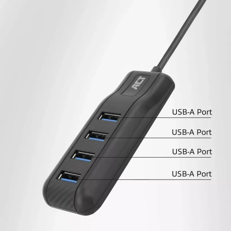 ACT AC6420 centrmezgls USB 3.2 Gen 1 (3.1 Gen 1) Type-C 5000 Mbit/s Melna