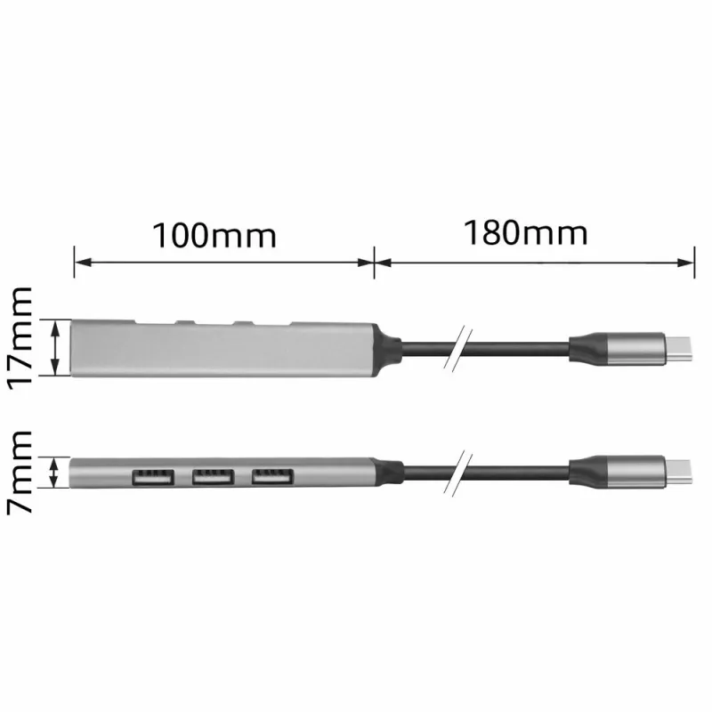 USB Hub ACT AC6425 Type-C 5000 Mbit/s Alumīnijs pelēks