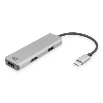 ACT USB-C 4K daudzportu adapteris 2 HDMI monitoriem, USB-A datu ports