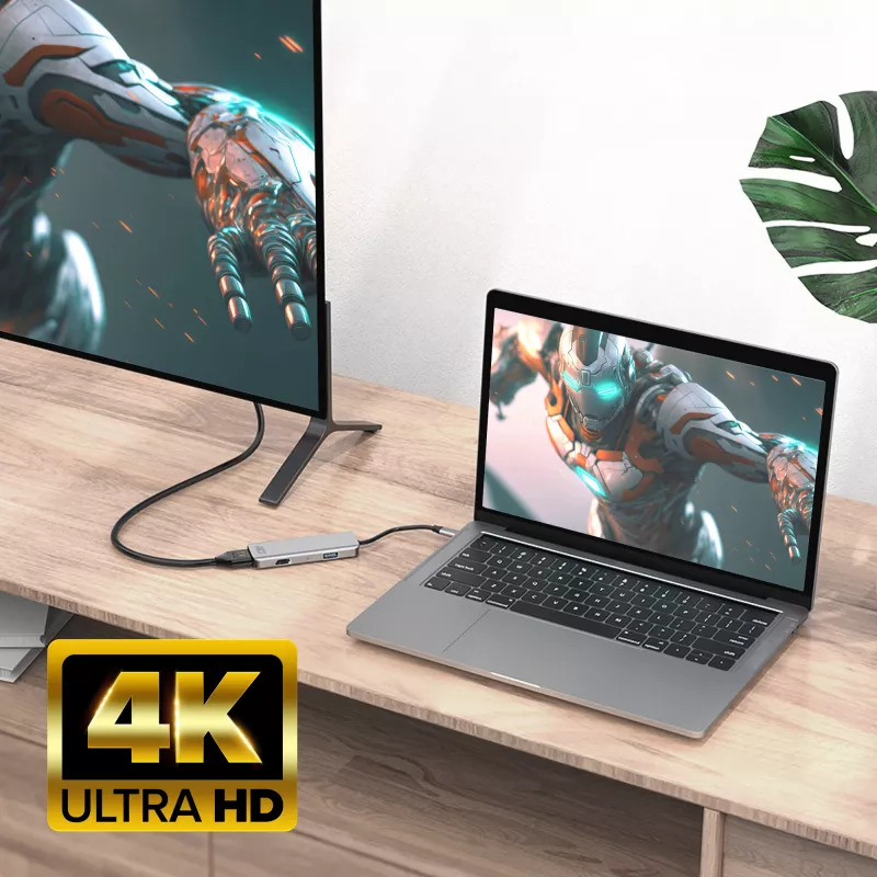 ACT USB-C 4K daudzportu adapteris 2 HDMI monitoriem, USB-A datu ports