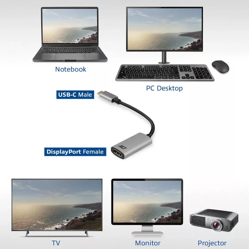 USB-C uz DisplayPort adapteris ACT AC7030
