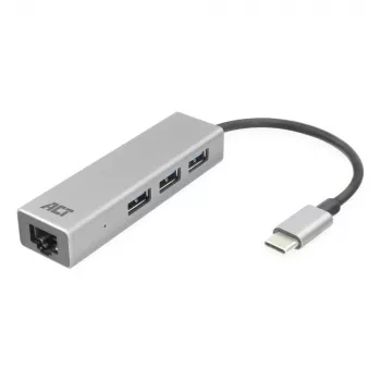 USB-C centrmezgls ACT AC7055 3x USB-A Gigabit Ethernet