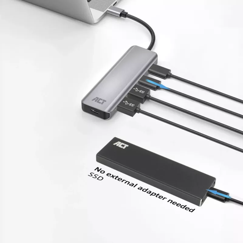 ACT AC7072 USB 3.2 Gen 1 Type-C centrmezgls 5000 Mbit/s Melns Pelēks