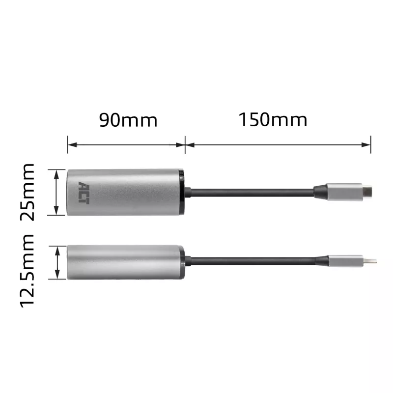 USB centrmezgls ACT AC7081 Type-C 2500 Mbit/s Alumīnijs