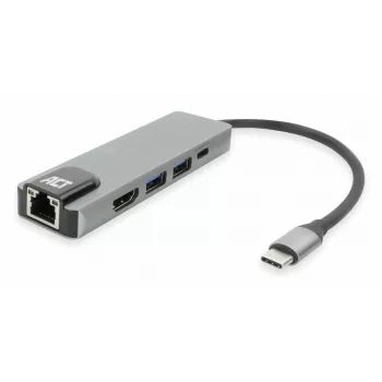 ACT USB-C 4K dokstacija 1 HDMI monitoram, ethernet, USB-A, PD caurlaide