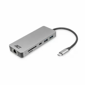 ACT USB-C 4K dokstacija 1 HDMI monitoram, Ethernet, USB-C, USB-A, karšu lasītājs un PD caurlaide