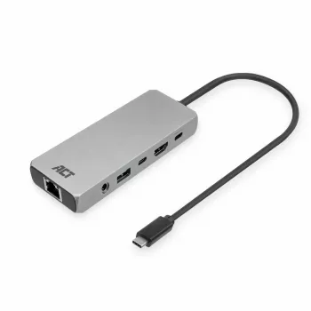 ACT USB-C 4K / 8K 30Hz dokstacija 1 HDMI monitoram, 2,5 Gigabit Ethernet, USB-C 10Gbps, USB-A 10Gbps, 3,5mm audio, PD caurlaide