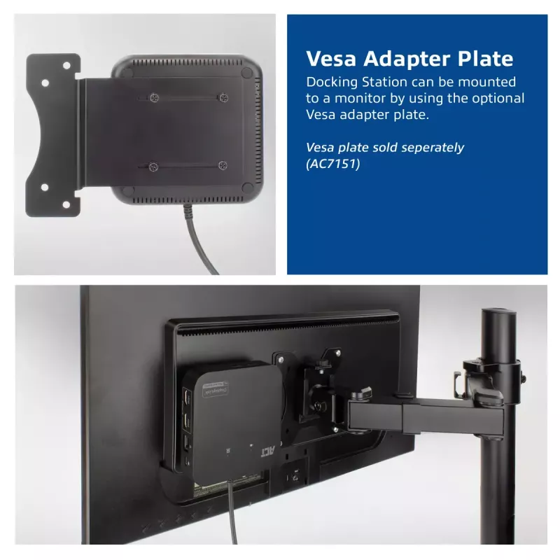ACT Universālā USB-C dokstacija 4K, 2 HDMI/DisplayPort monitoriem, DisplayLink, kompakts dizains