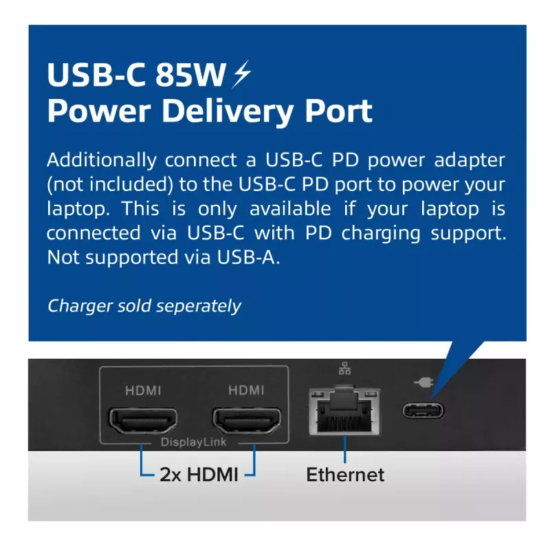 ACT Universālā USB-C dokstacija 4K, 2 HDMI/DisplayPort monitoriem, DisplayLink, kompakts dizains