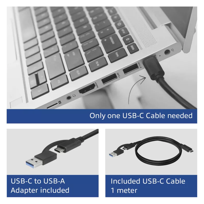 ACT USB-C dokstacija 4K, 2 HDMI vai DisplayPort monitoriem, DisplayLink
