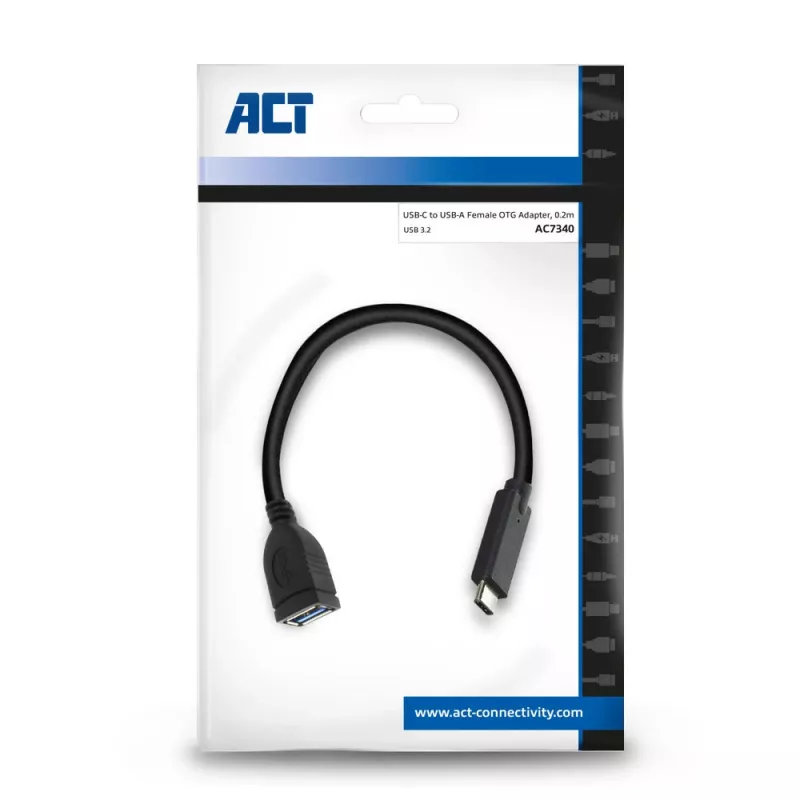 ACT USB 3.0 kabelis OTG USB-C vīrišķais uz USB-A sievišķo 0.2m 5 Gbit/s