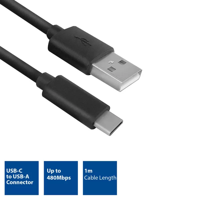 ACT USB 2.0 kabelis USB-A uz USB-C 1 metrs AC7350
