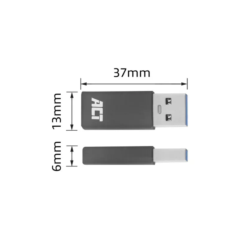 USB-A uz USB-C adapteris ACT AC7375 pelēks
