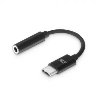 Audio kabelis ACT AC7380 0,11 m 3,5 mm sievišķais USB Type-C vīrišķais melns
