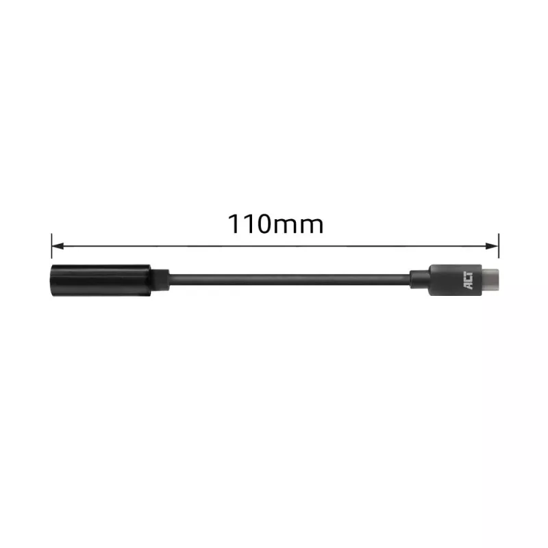 Audio kabelis ACT AC7380 0,11 m 3,5 mm sievišķais USB Type-C vīrišķais melns