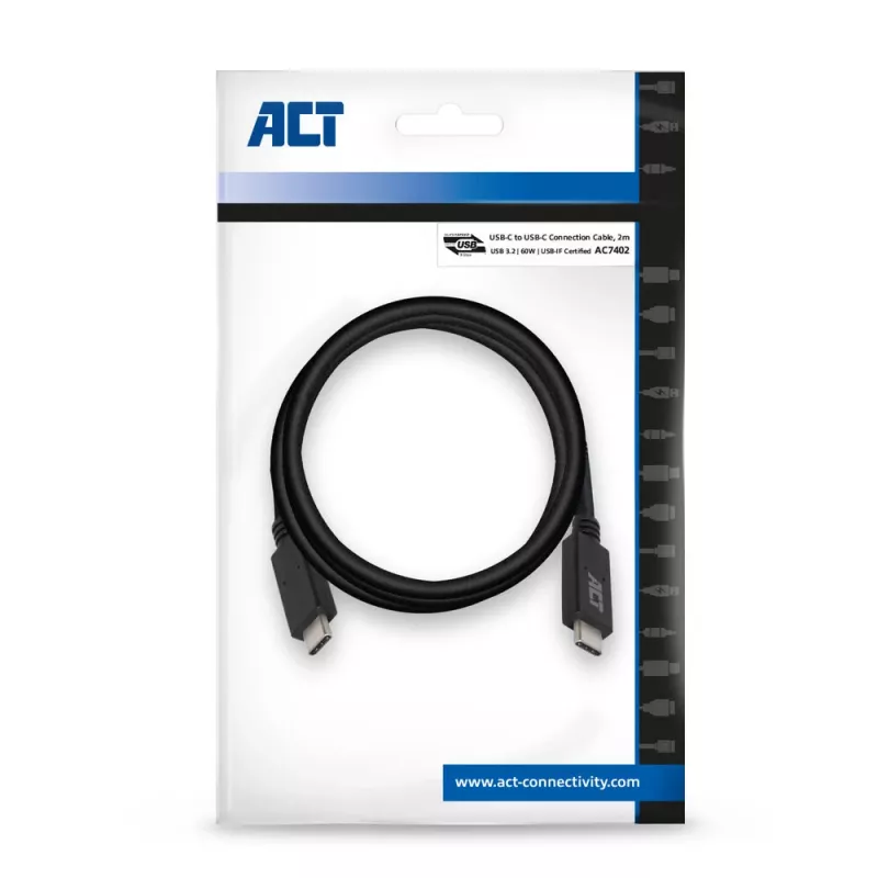 ACT USB 3.0 kabelis USB-C USB-IF sertificēts 2 metri 5 Gbit/s
