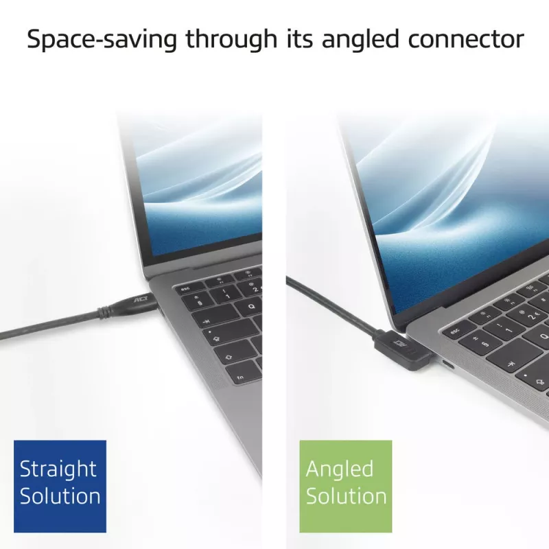 ACT USB 3.0 leņķa kabelis USB-C 2 metri 5 Gbit/s Melns