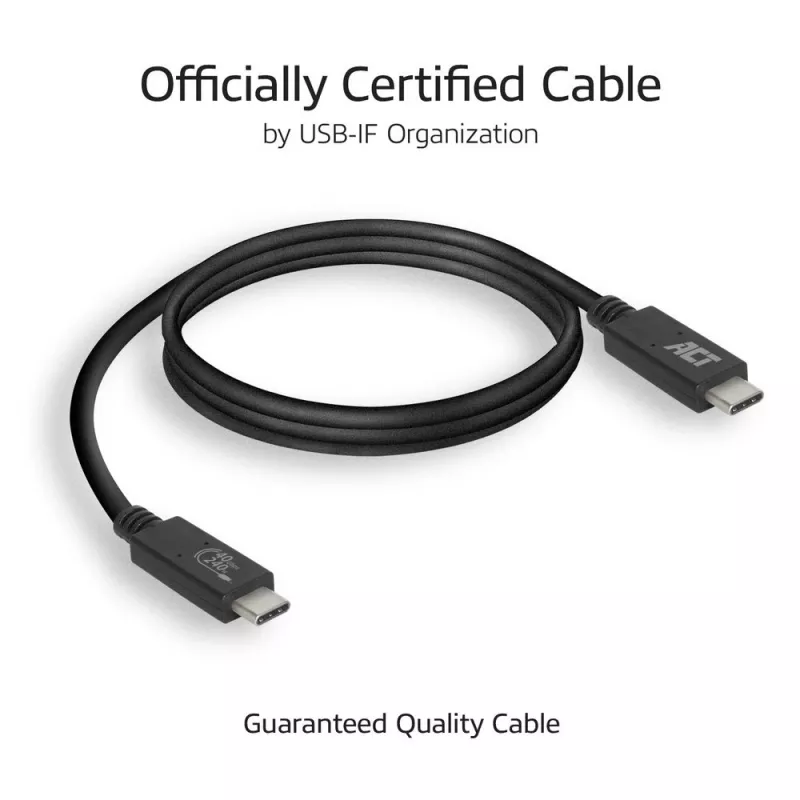 ACT USB4® 40Gbps 240W USB Type-C® kabelis, USB-IF sertificēts 0,8 metri
