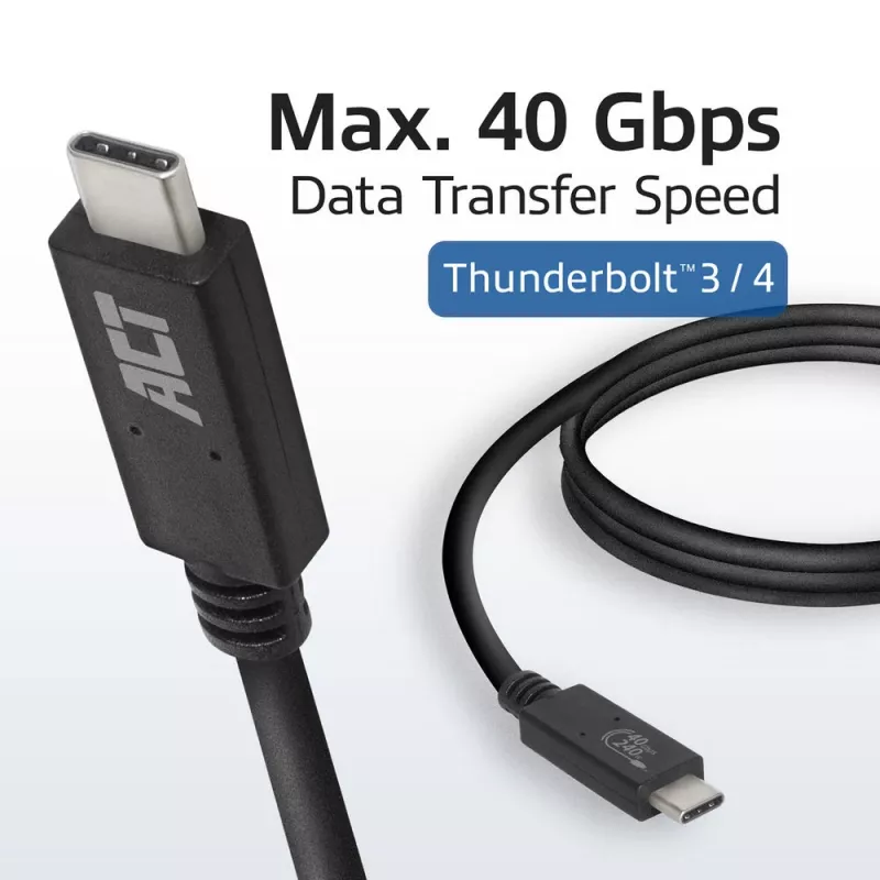 ACT USB4® 40Gbps 240W USB Type-C® kabelis, USB-IF sertificēts 0,8 metri