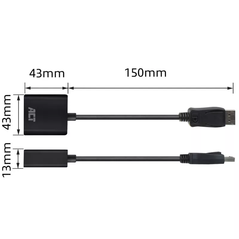 ACT DisplayPort vīriešu uz DVI sieviešu adapteris 0,15 m AC7510