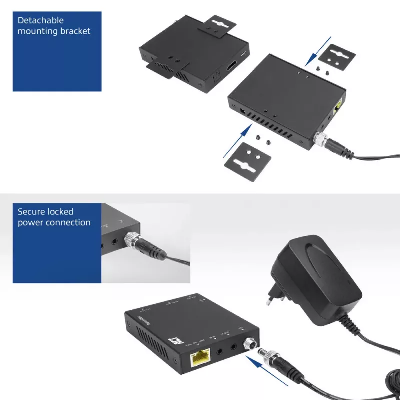 AV raidītājs un uztvērējs ACT 4K HDMI 2.0 pagarinātāja komplekts pa CAT6 UTP ar IR atbalstu 60 metri