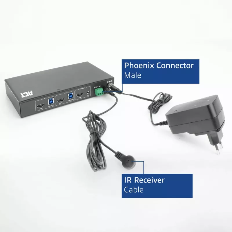ACT 2-Port HDMI 4K@60Hz KVM slēdzis, USB 3.2 Gen1 (USB 3.0)