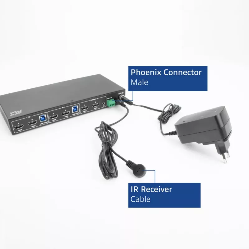 ACT 2-Portu Divu HDMI 4K@60Hz KVM slēdzis, USB 3.2 Gen1 (USB 3.0)