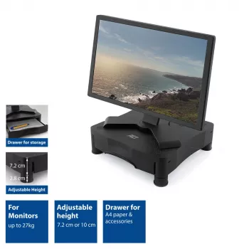 Monitora Statīvs ACT AC8200 Regulējams Augstums Viena Atvilktne Melns