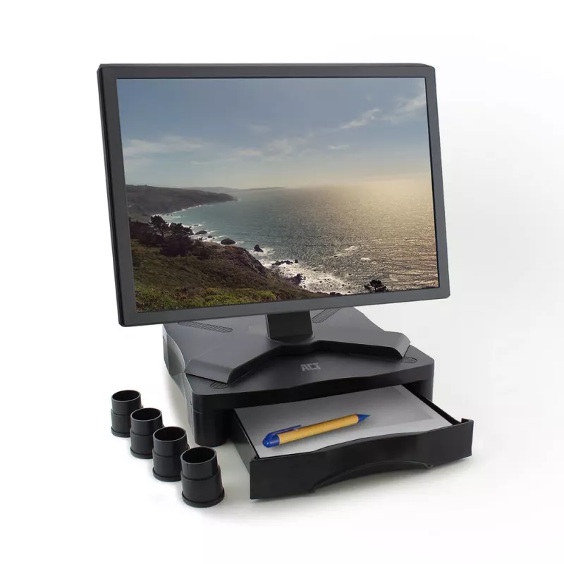 Monitora Statīvs ACT AC8200 Regulējams Augstums Viena Atvilktne Melns