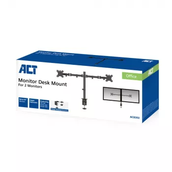 ACT Divu monitoru rokas stiprinājums ar skavu/caururbšanas montāžu 16 kg 10-32 collas