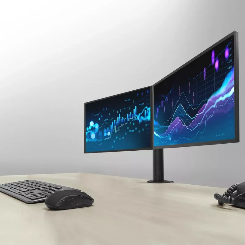 ACT Dual monitora statīvs biroja solid pro skava/caururbjamais 12 kg 10-32 collas